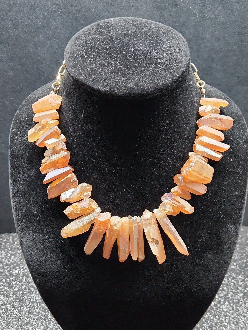 Handmade Orange Crystal Point Statement Necklace